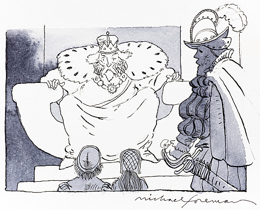 Sitting on the throne at the far end was a thin white-haired old man
