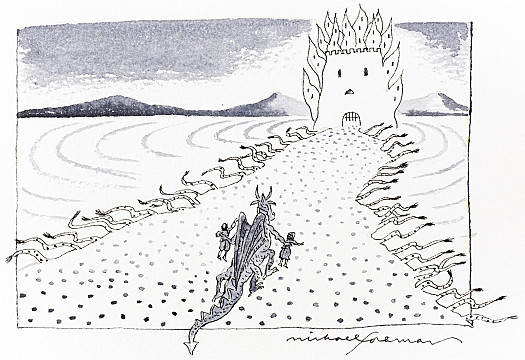 The dragon snorted and limped across the causeway