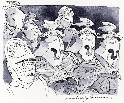 The Dragon-slayers wore golden armour, that glistened in the sun, and they carried golden crossbows loaded with golden bolts