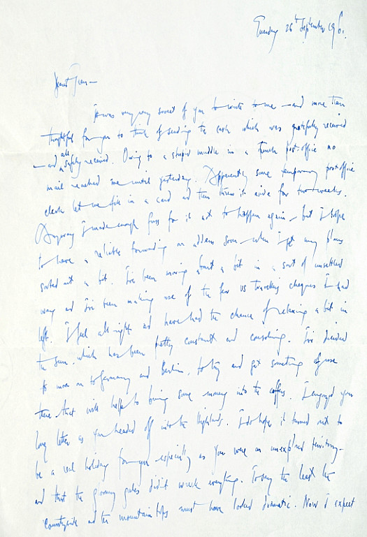 Letter to Jean EllsmoorTuesday 26 September 1961