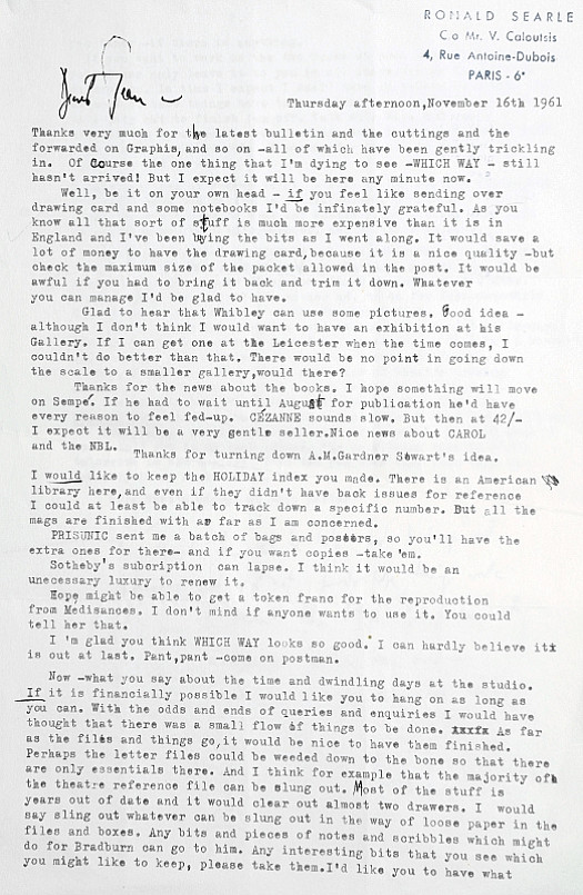 Typed Letter to Jean EllsmoorThursday Afternoon, 16 November 1961
