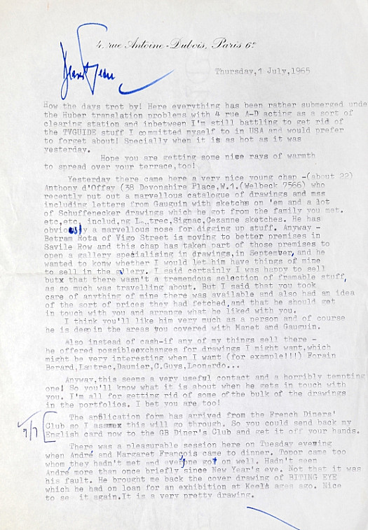 Letter to Jean EllsmoorThursday, 1 July 1965