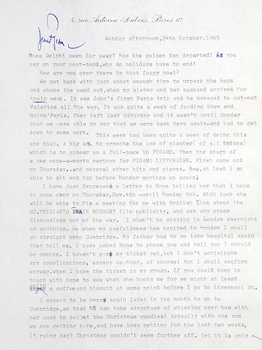 Letter to Jean EllsmoorSunday Afternoon, 24 October 1965