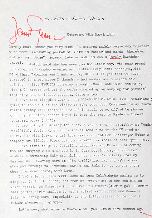 Letter to Jean EllsmoorSaturday, 19 March 1966