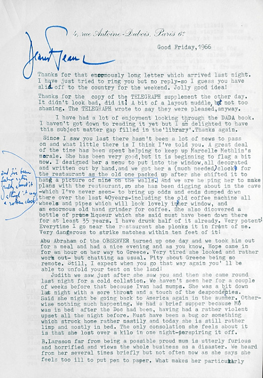 Letter to Jean EllsmoorGood Friday, 1966