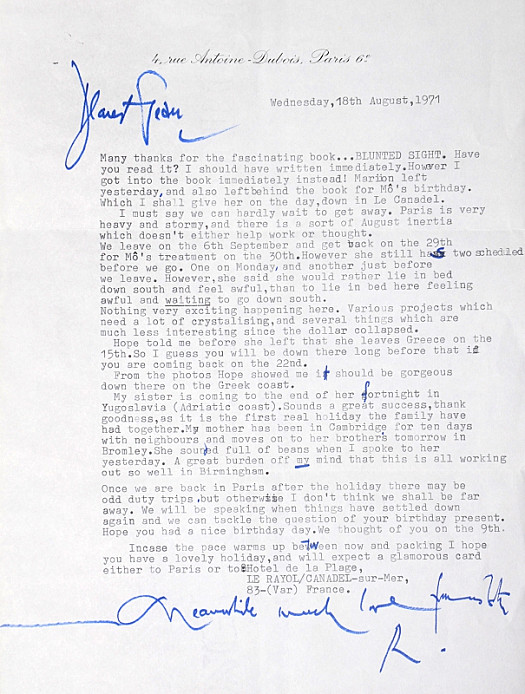 Letter to Jean EllsmoorWednesday, 18 August 1971