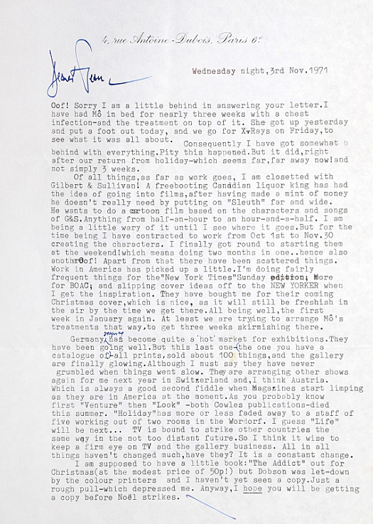 Letter to Jean EllsmoorWednesday Night, 3 November 1971