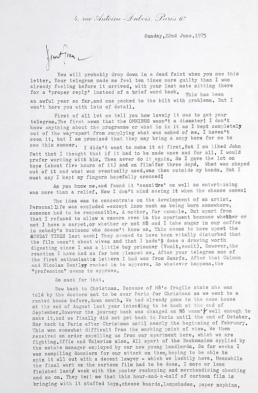 Letter to Jean EllsmoorSunday, 22 June 1975