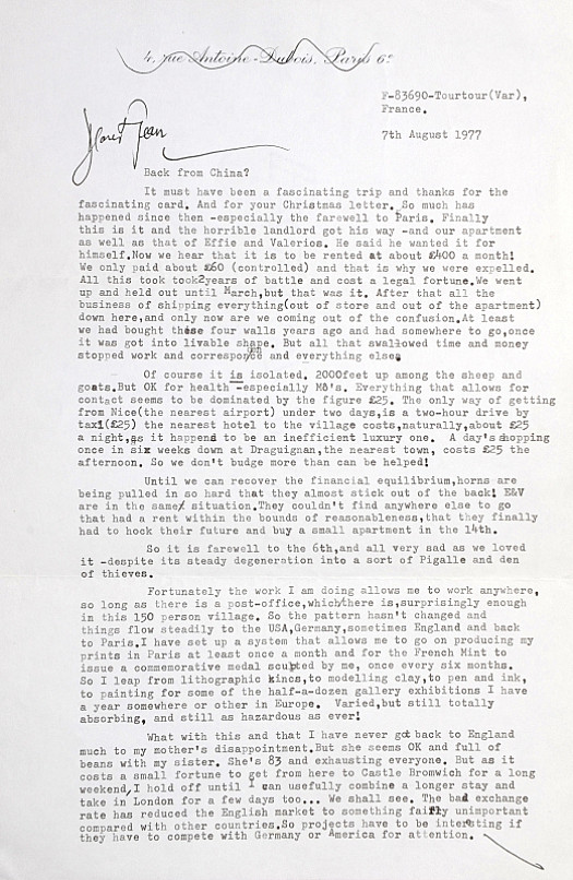 Letter to Jean Ellsmoor7 August 1977