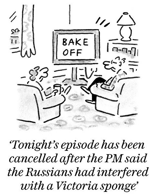 Tonight's episode has been cancelled after the PM said the Russians had interfered with a Victoria sponge