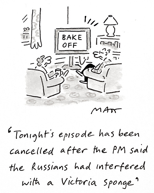 Tonight's episode has been cancelled after the PM said the Russians had interfered with a Victoria sponge