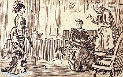 Turning the Tables'Young Person' (Applicant For Housemaid's 'Situation'). 'May I Ask You, Sir, if You Keep a Boy?'Old Gent. 'a Boy! No. Why?'Young Person. 'Oh, to Clean Boots and Knives, Carry Up Coals and &ndash;'Old Gent. 'Ah, May I Ask &ndash; Can You Play the Piano?'Young Person (Dubiously). 'N-No, Sir &ndash;'Old Gent. 'Ah, Then, I'm Afraid You Won't &ndash;&nbsp;that Is, We Shall Not Suit You. I and My Wife Always Carry Up the Coals And, and Wash the Dishes, and All That Sort of Thing. All We Want Is Someone to Play the Piano!'