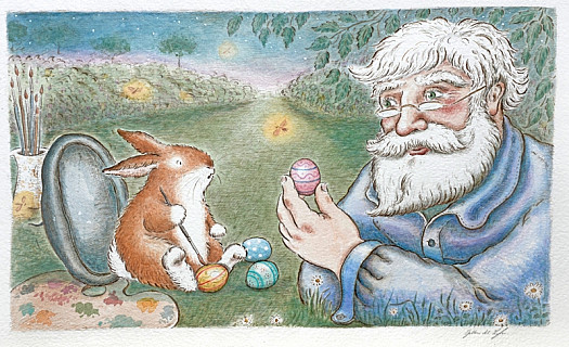 'Painting eggs &hellip; What a lovely idea,' said the kind old man. He picked them up one by one and looked at them closely