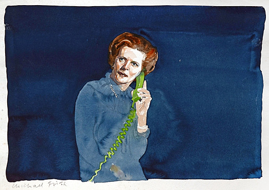 Margaret Thatcher On the Green Telephone