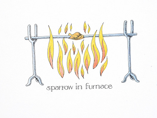 Sparrow In Furnace