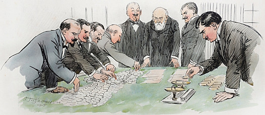 Croupiers Counting and Checking the Money under the Eyes of the Officials