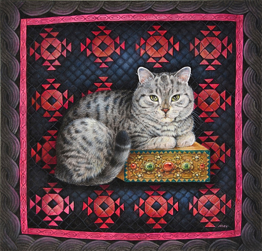 Mintaka On Amish Quilt with Jewelled Box