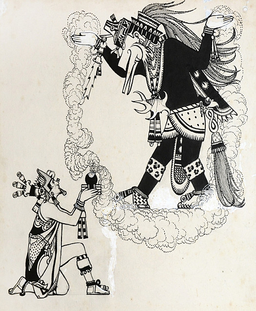 Montezuma Offering Incense to Quetzalcoatl